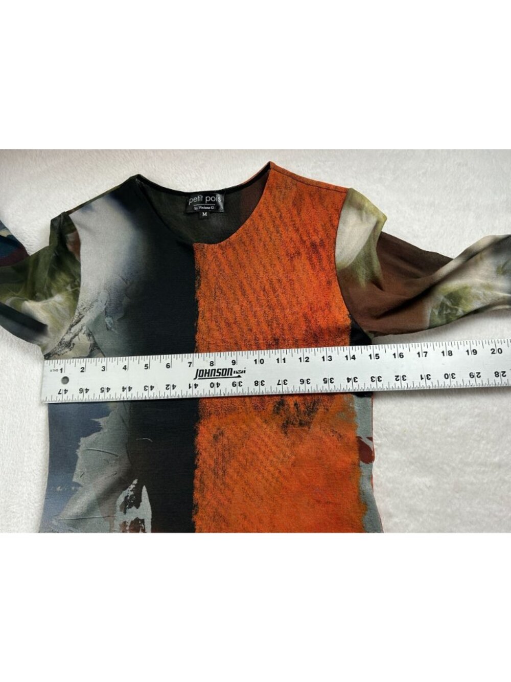 Petit Pois By Viviana G Womens Long Sleeve Top Abstract Print Sheer Medium Multi - Picture 8 of 9